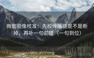 微密圈像校准：先校传播链是不是断掉，再补一句前提（一句到位）